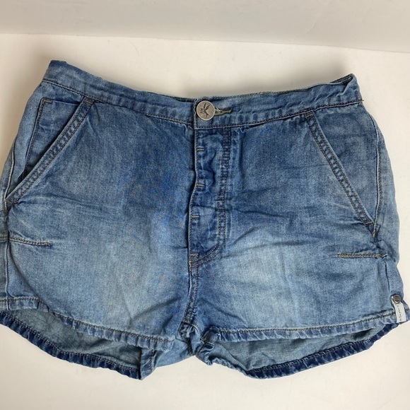 One Teaspoon Denim Chambray Pull-on Shorts Elastic Waist XS Vacation Beach Baggy - Picture 4 of 16